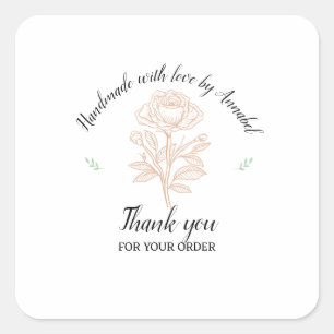 Sticker Carré Personnaliser "Fabriqué à la main avec amour"