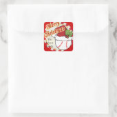 Sticker Carré Personnaliser Joyeux Baseball de Noël (Sac)