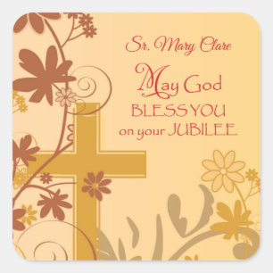 Sticker Carré Personnaliser, Jubilee Anniversaire Nun Cross, Fil