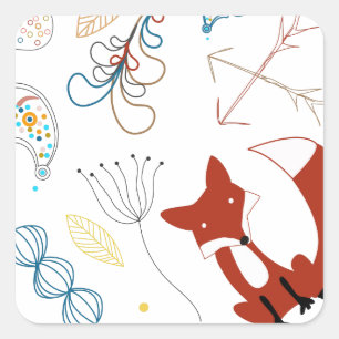 Sticker Carré Personnaliser le Motif Woodland Fox moderne