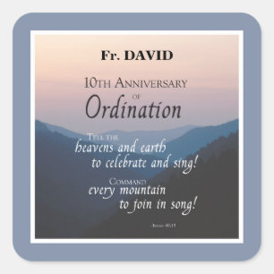 Sticker Carré Personnaliser les fêtes d'Ordination du 10e anniv
