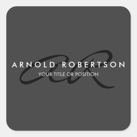 Sticker Carré Personnaliser Monogramme Gris clair Noir Ajouter u (Devant)
