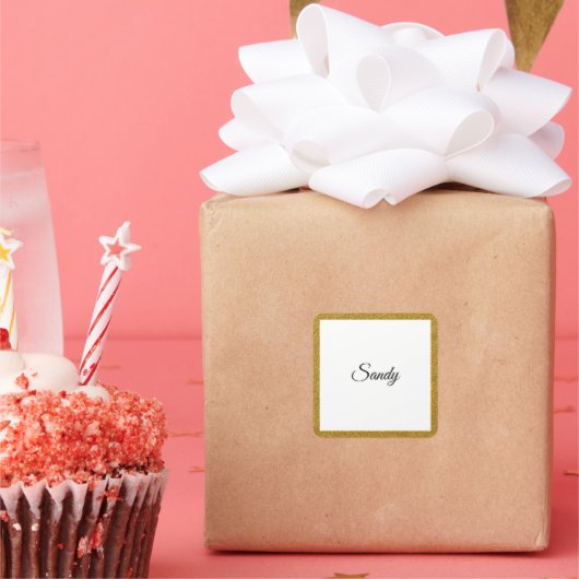 Sticker Carré Personnaliser Parties scintillant Gold Image Votre (Fête)