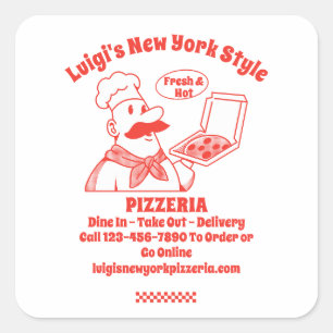 Sticker Carré Personnaliser Pizza Restaurant Graphique détaillé