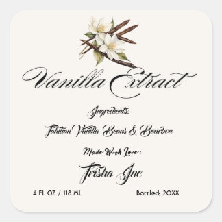 Sticker Carré Personnaliser Produits d'extraction de vanille pou