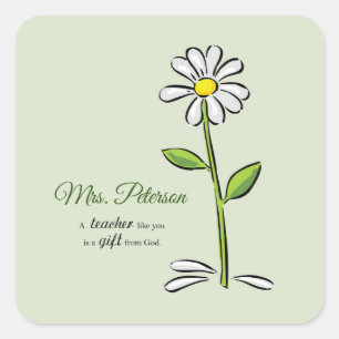 Sticker Carré Personnaliser, remerciement pour un enseignant, fl