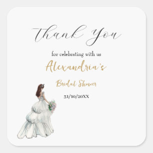 Sticker Carré Personnalisez la robe de la fête de mariage remerc