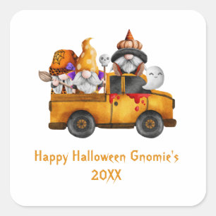 Sticker Carré Personnalisez les nains de Halloween Camion Orange