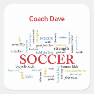 Sticker Carré Personnalisez, Merci d'entraîneur de football en m