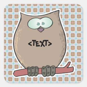 Sticker Carré Personnalisez un hibou, <TEXT>