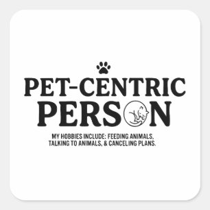 Sticker Carré Personne Centrée sur les Animaux de Compagnie