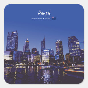 Sticker Carré Perth, Australie - Ciel de la ville la nuit