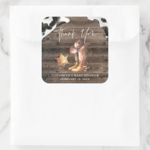 Sticker Carré Pet Cow-boy Cadeau pour une Baby Shower Western