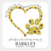 Sticker Carré Pet Memorial Seed Packet Empreinte de patte Heart (Devant)