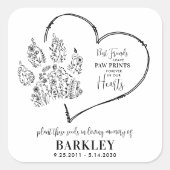 Sticker Carré Pet Memorial Seed Packet Empreintes de pattes Fleu (Devant)