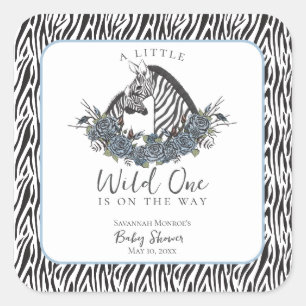 Sticker Carré Pet Sauvageon Safari Zèbre Baby Shower Remerciemen