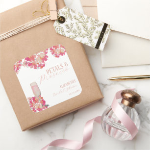 Sticker Carré Pétales et poursuites Fête des mariées rose floral