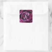 Sticker Carré Pétales Roses pourpres Fleur Floral Monogramme ini (Sac)