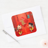 Sticker Carré Pétards chinois traditionnels Dragon Year Sq (Enveloppe)