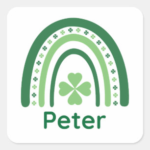 Sticker Carré Peter Nom Clover Boho Arc-en-ciel