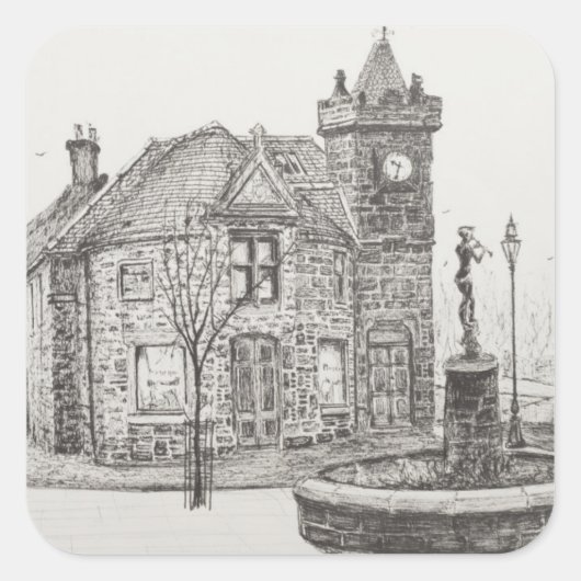 Sticker Carré Peter Pan Statue Kirriemuir Écosse 2007 (Devant)