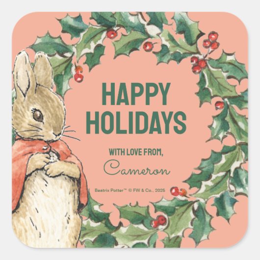 Sticker Carré Peter Rabbit | Joyeux Noël de (Devant)