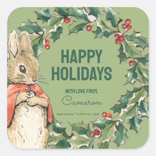 Sticker Carré Peter Rabbit | Joyeux Noël de (Devant)