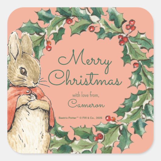 Sticker Carré Peter Rabbit | Joyeux Noël de (Devant)