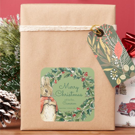 Sticker Carré Peter Rabbit | Joyeux Noël de (vacances)