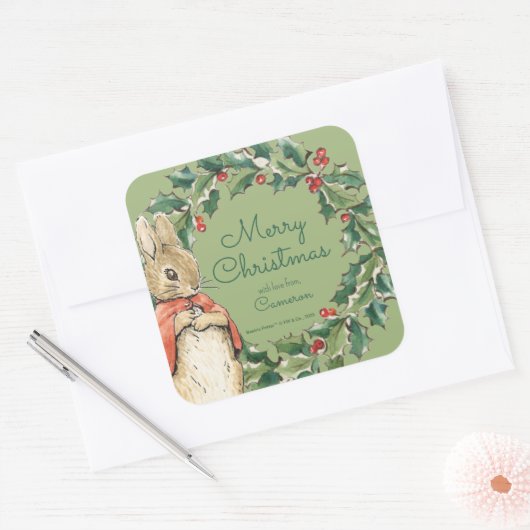 Sticker Carré Peter Rabbit | Joyeux Noël de (Enveloppe)
