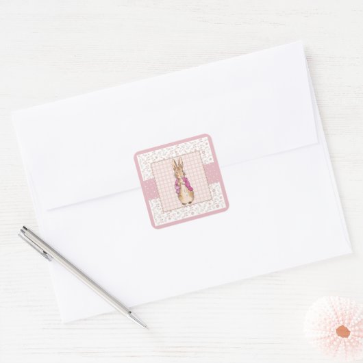 Sticker Carré Peter the Rabbit Check & Floral pattern (Enveloppe)