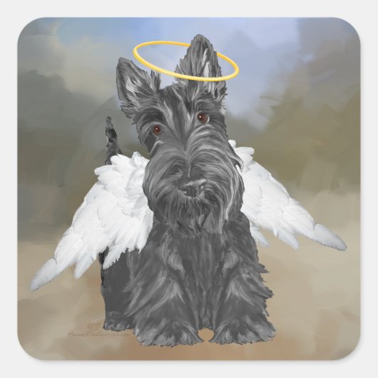 Sticker Carré Petit ange Scottie (Devant)