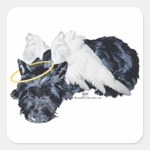 Sticker Carré Petit ange Scottie au repos