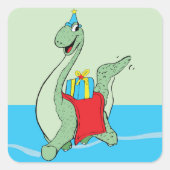 Sticker Carré Petit, Anniversaire Dinosaur (Devant)