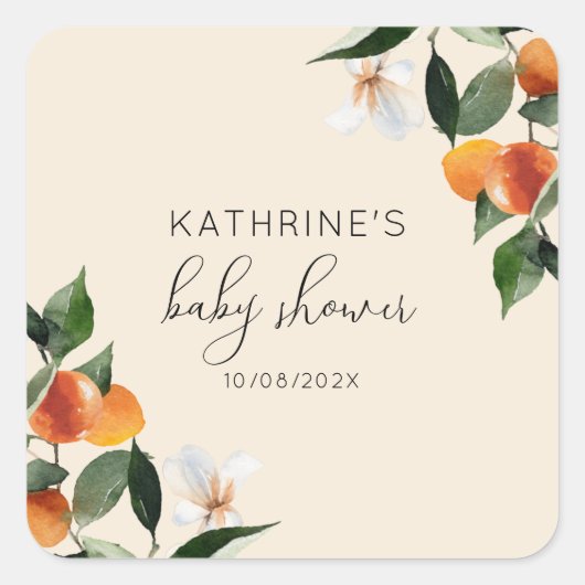 Sticker Carré petit baby shower (Devant)