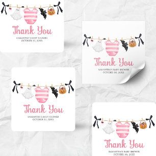 Sticker Carré Petit Baby shower Boo Rose