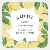 Sticker Carré Petit Baby shower de citron doux (Devant)
