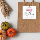 Sticker Carré Petit Baby shower Rustique rose-rose-blanc Citroui