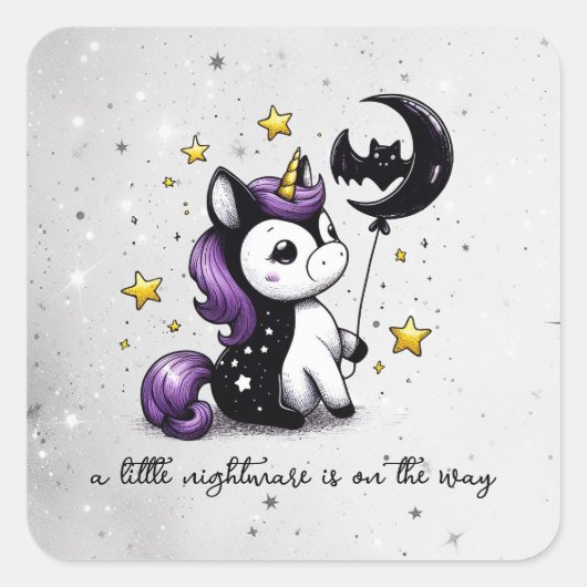 Sticker Carré Petit Baby shower Unicorn (Devant)