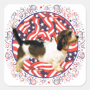 Sticker Carré Petit Basset Griffon Vendéen Patriotique