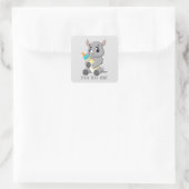 Sticker Carré Petit bébé rhino unisex ajouter du texte (Sac)