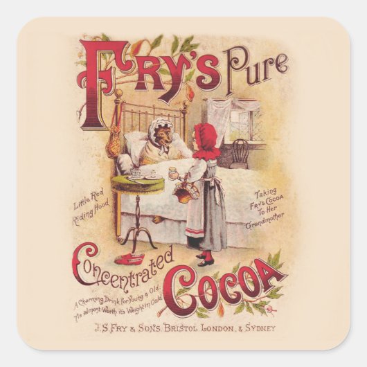 Sticker Carré Petit cacao à chapeau rouge (Devant)