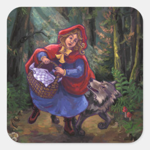 Sticker Carré Petit Chaperon Rouge