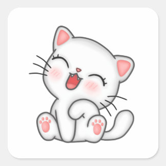 Sticker Carré Petit Chat Chat Chat Chaton Sucré Kitten