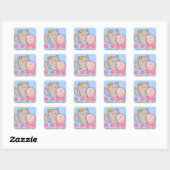 Sticker Carré petit chat mignon (Feuille)