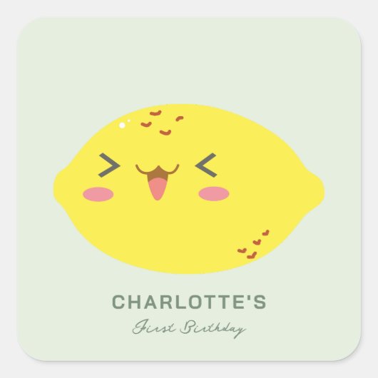 Sticker Carré Petit Citron Citrus Cutie Premier anniversaire (Devant)