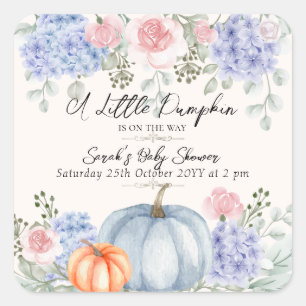 Sticker Carré Petit Citrouille floral Halloween Baby shower d'au