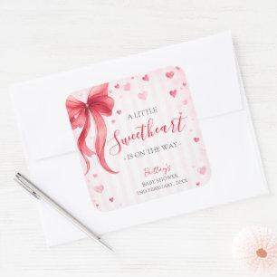 Sticker Carré Petit coeur de la Saint-Valentin Baby Shower