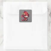Sticker Carré petit dragon rouge (Sac)