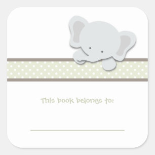Sticker Carré Petit éléphant {Vert}   Plaques